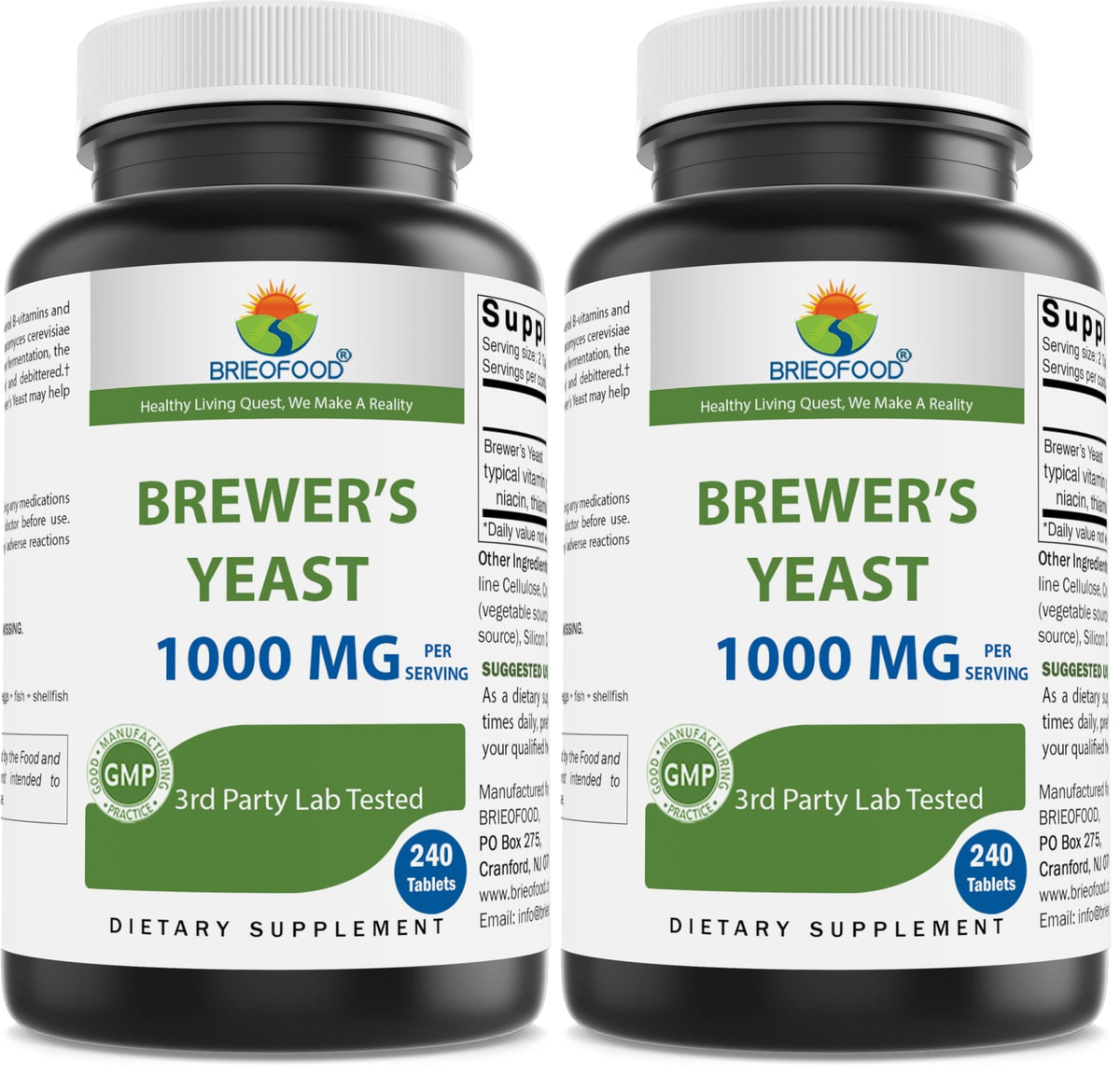 Brieofood Brewers Yeast bottle front view for daily wellness and convenience