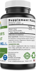 Brieofood Brewers Yeast tablets close-up showing 1000 mg per serving