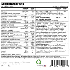 Brieofood Day-to-Day Men's Multi bottle label with ingredients and suggested use for men.
