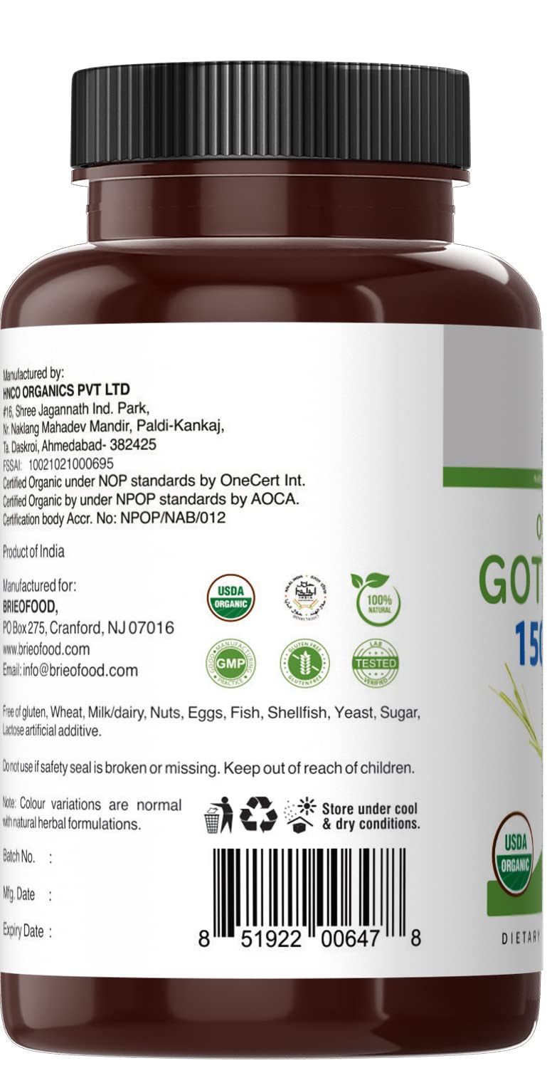Brieofood Gotu Kola tablets with vegan-friendly formula for vegetarian users