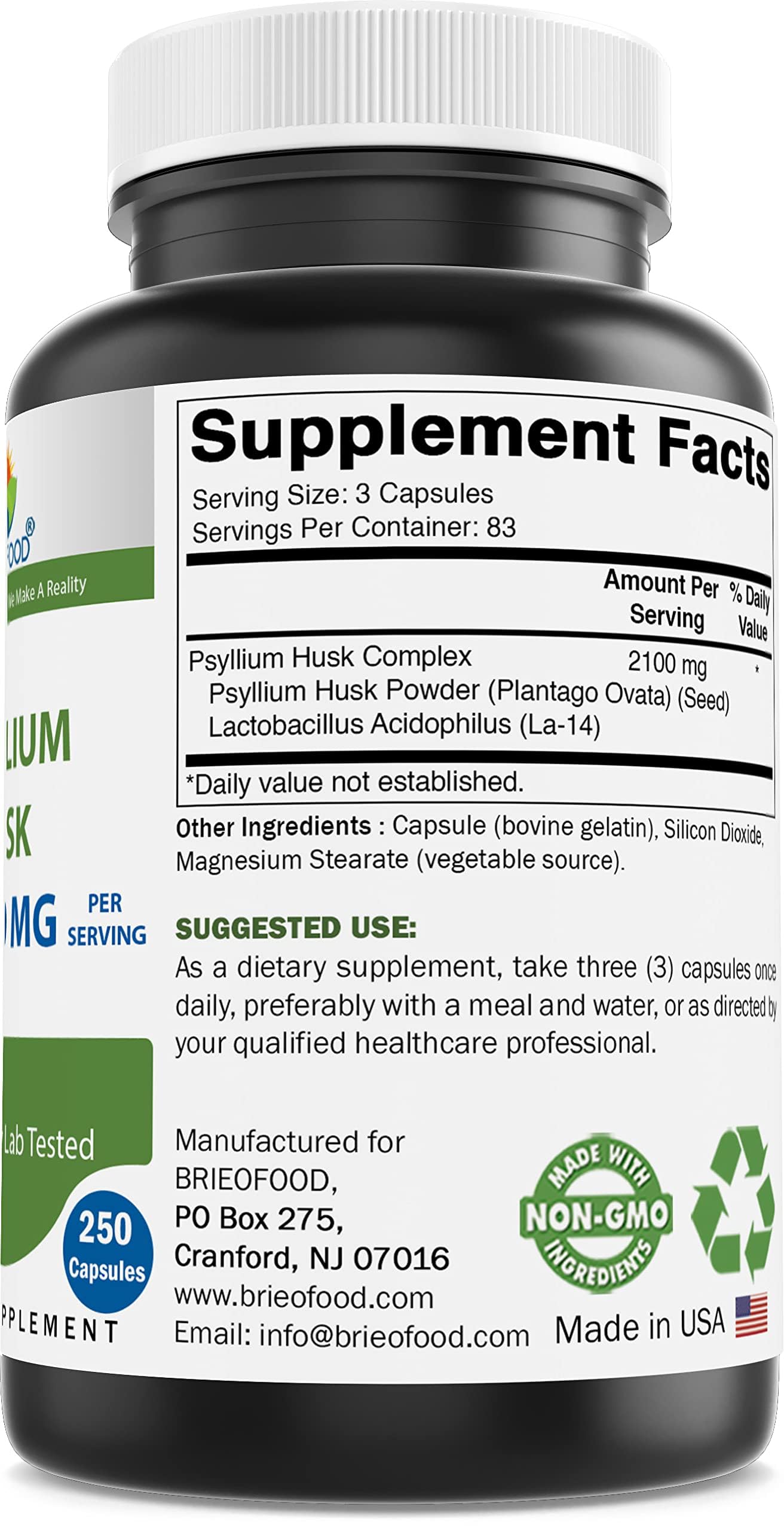 Brieofood LA-14 probiotic capsules image; promotes gut balance and comfortable digestion.