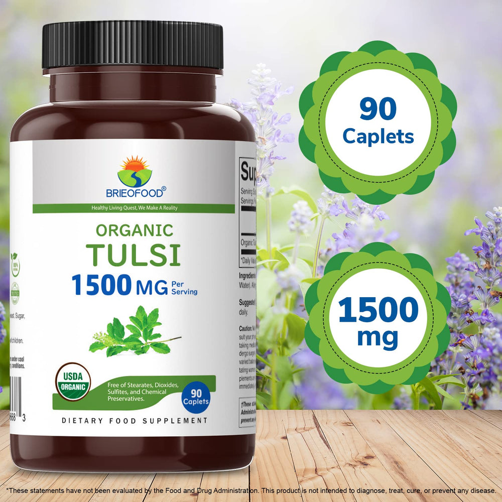 Brieofood Tulsi tablets ready to take with water.