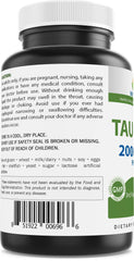 Brieofood Taurine bottle packaging on shelf reflects USA GMP quality