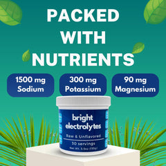 Bright Electrolytes powder being poured into glass to illustrate fast-dissolving hydration.