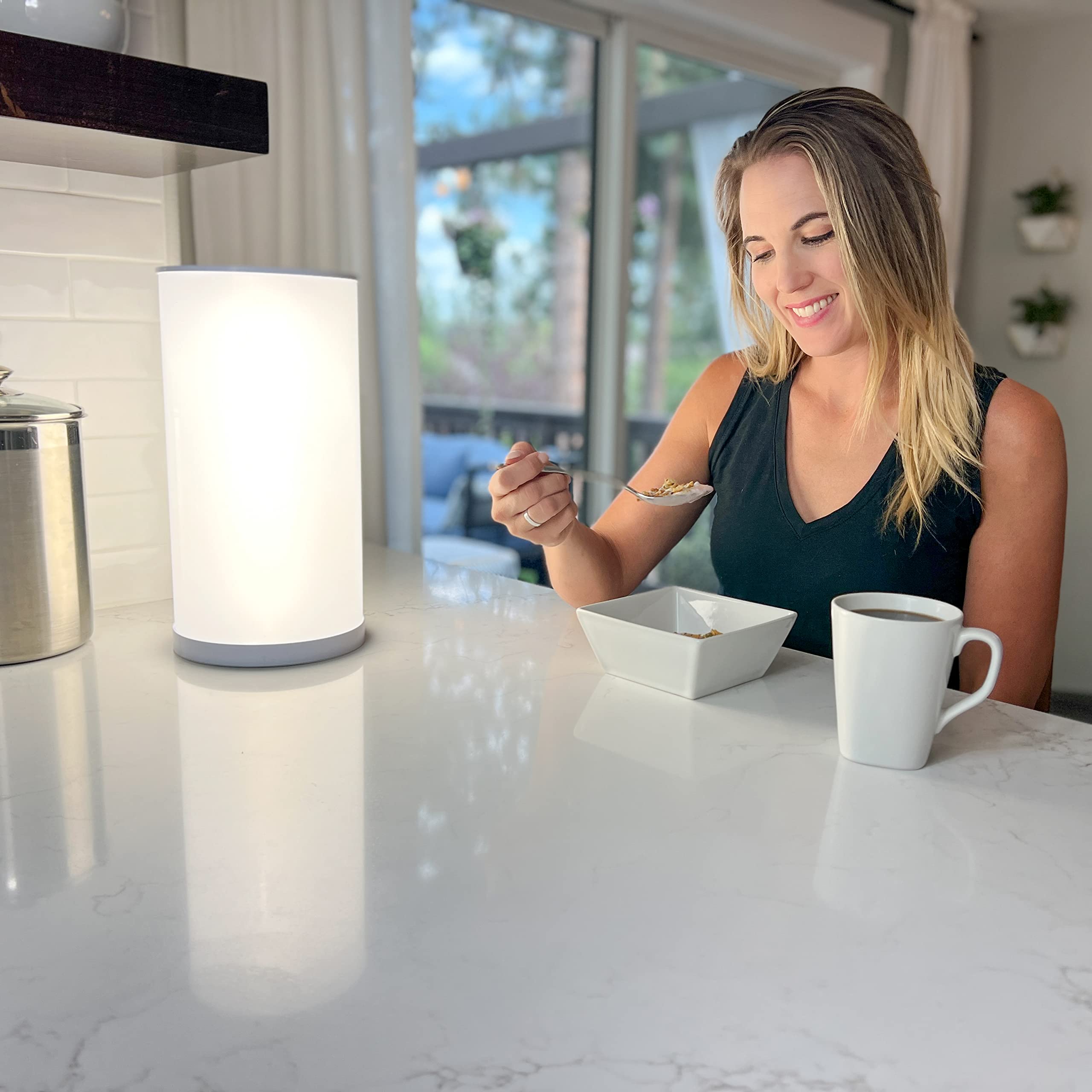 Bright Health 14-inch lamp 360-degree shield highlights UV-safe illumination.