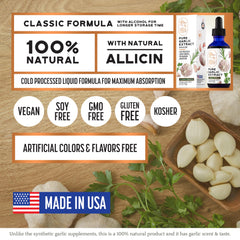 Bright Horizon Health Pure Garlic Extract front bottle emphasizes clean, simple ingredients.