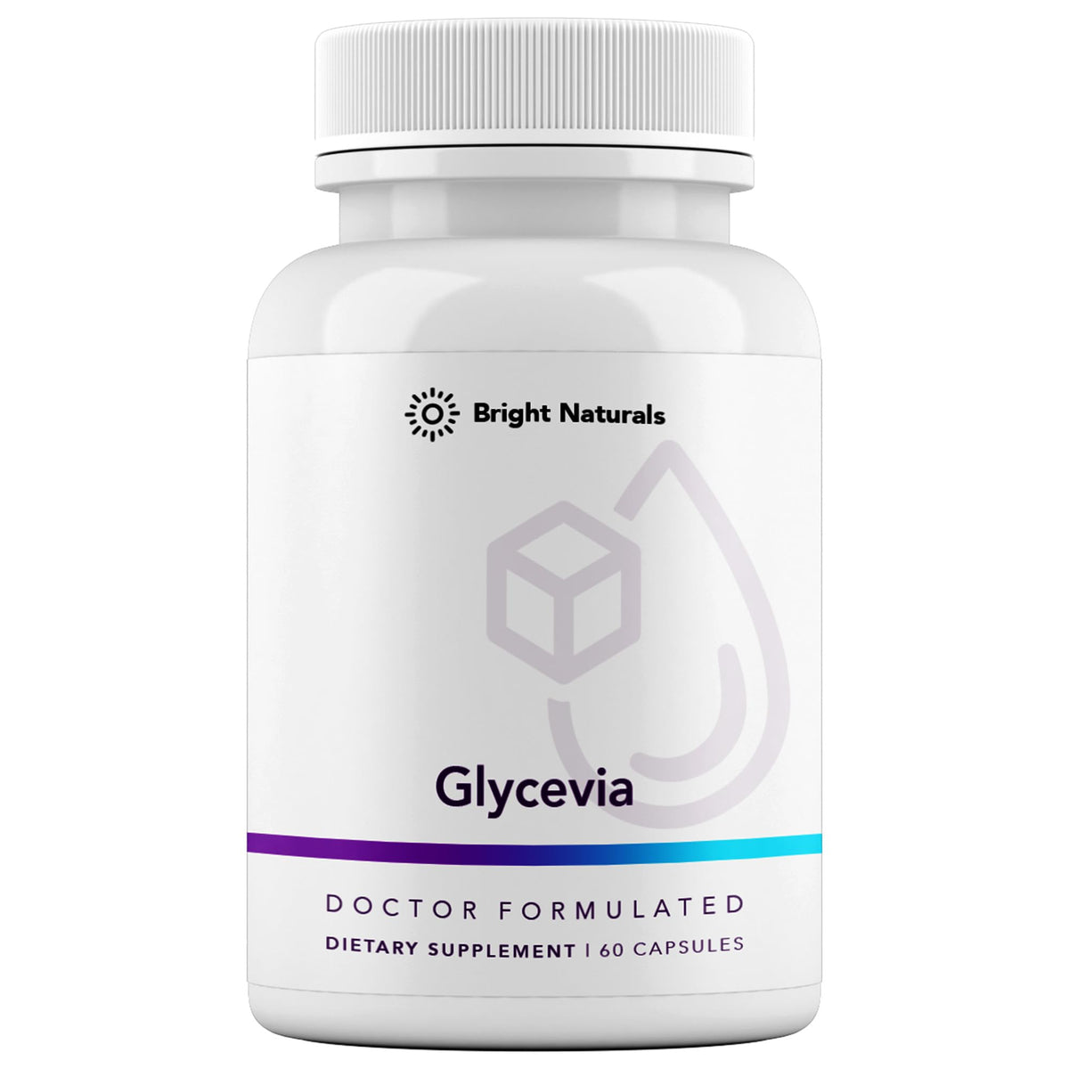 Bright Naturals Glycevia bottle front for daily glucose support and easy dosing.