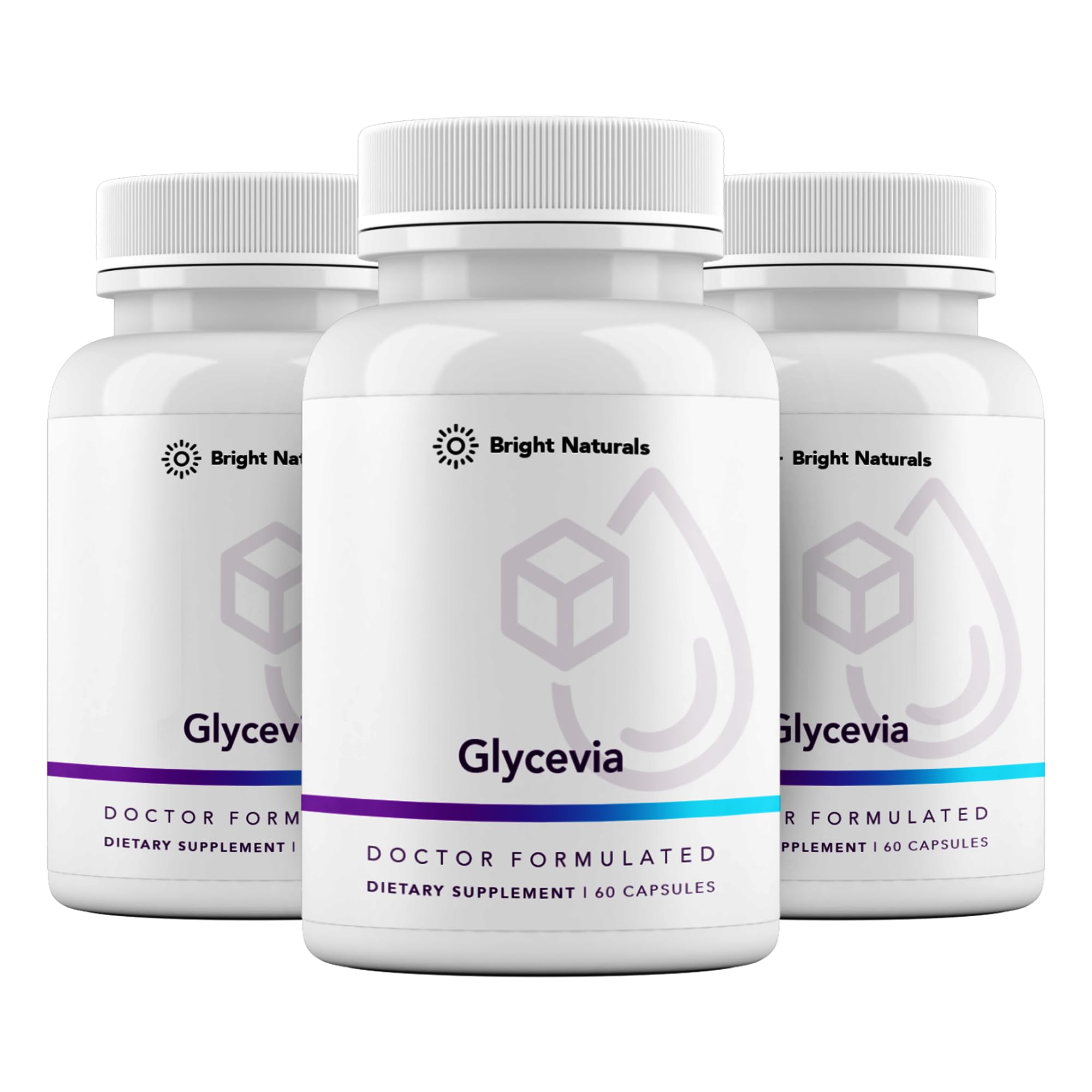 Bright Naturals Glycevia bottle front view for glucose balance support.