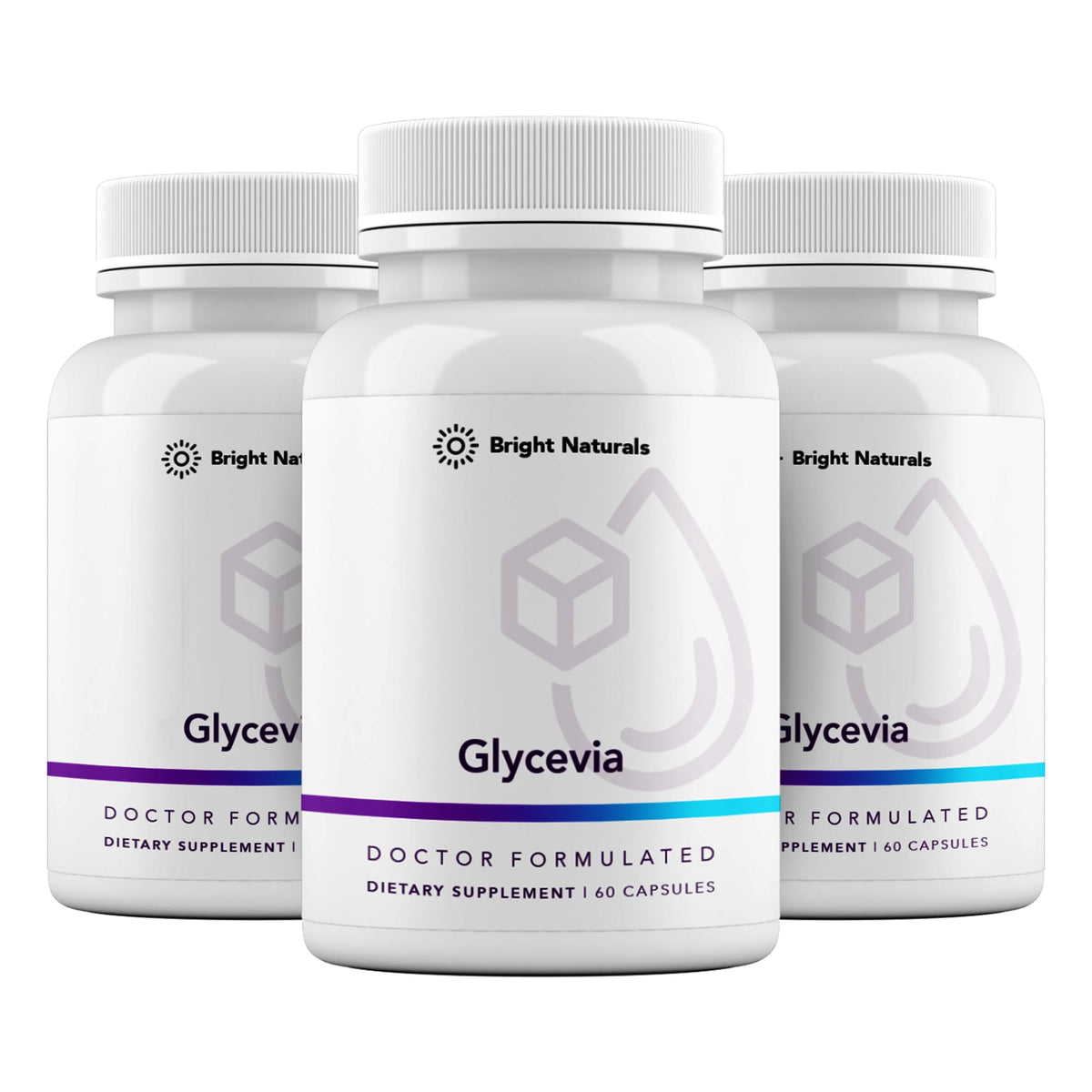 Bright Naturals Glycevia bottle front view for glucose balance support.