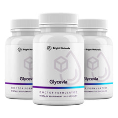 Bright Naturals Glycevia bottle front view for glucose balance support.