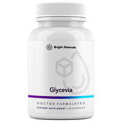 Bright Naturals Glycevia bottle front for daily glucose support and easy dosing.