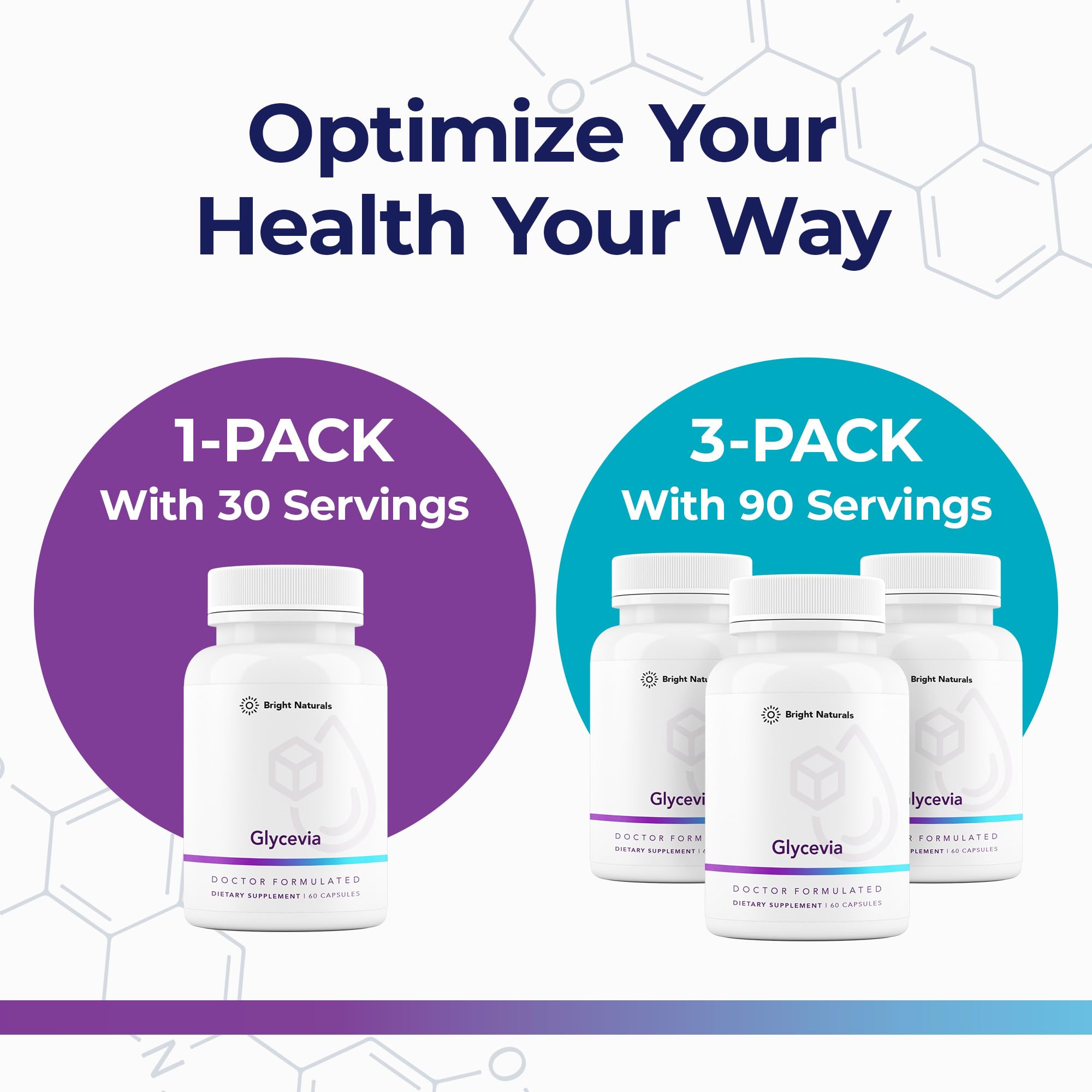 Bright Naturals Glycevia packaging shows the recommended daily serving.