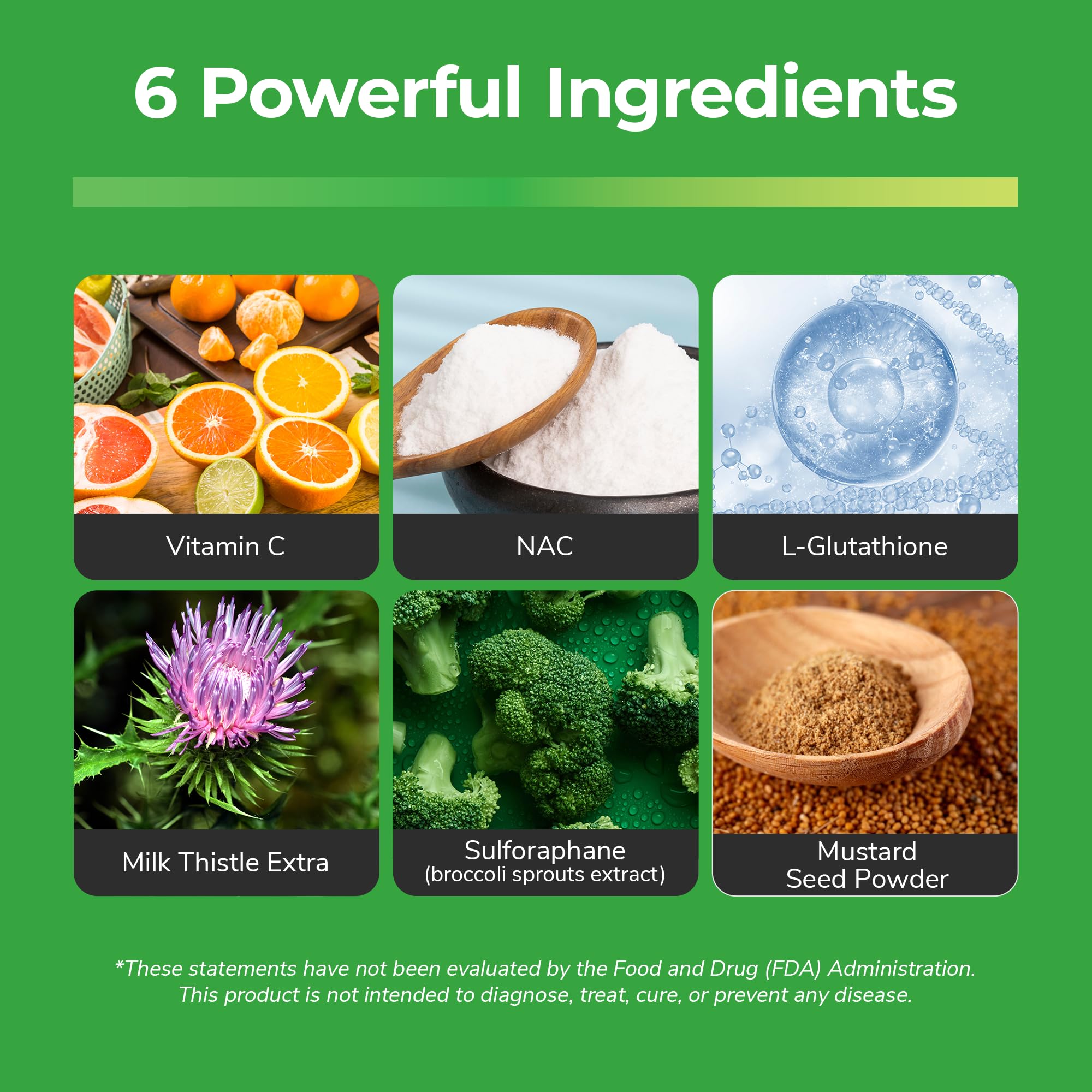 Vital Detox ingredients list highlights sulforaphane and NAC for liver support.