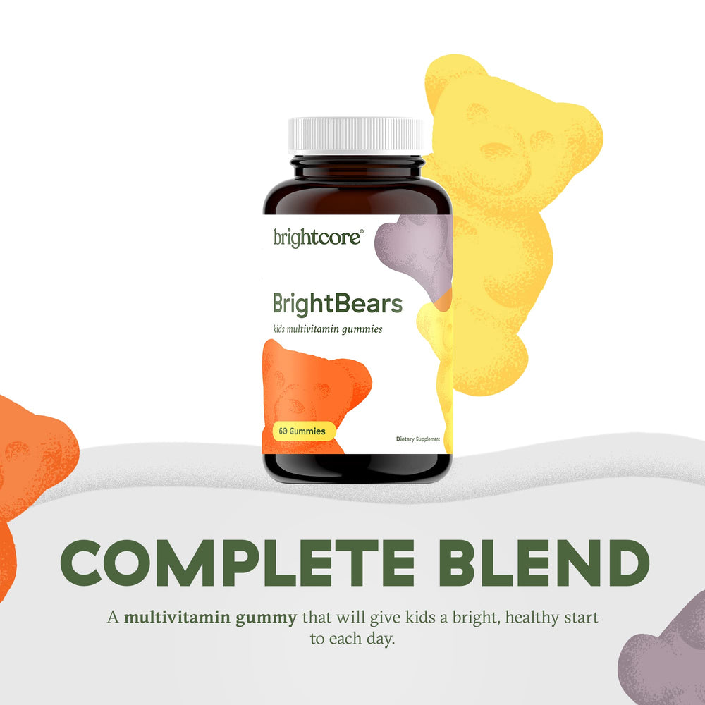 Brightcore BrightBears nutrition label emphasizes 13 essential nutrients.
