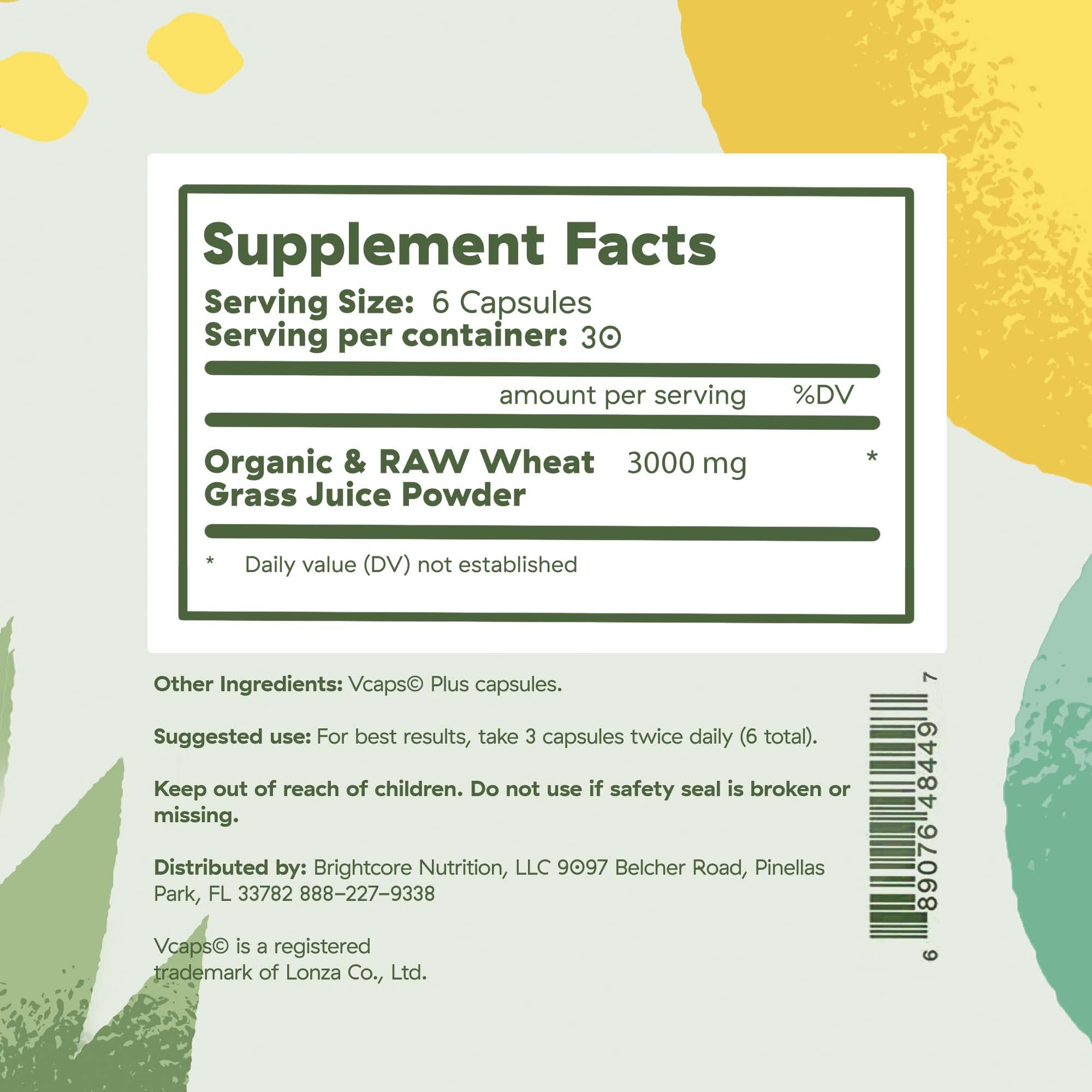 Brightcore Nutrition Sweet Wheat capsules close-up highlighting energy and digestion support