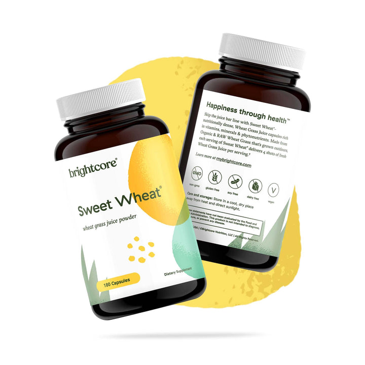 Brightcore Nutrition Sweet Wheat gluten-free packaging highlighting non-GMO ingredients