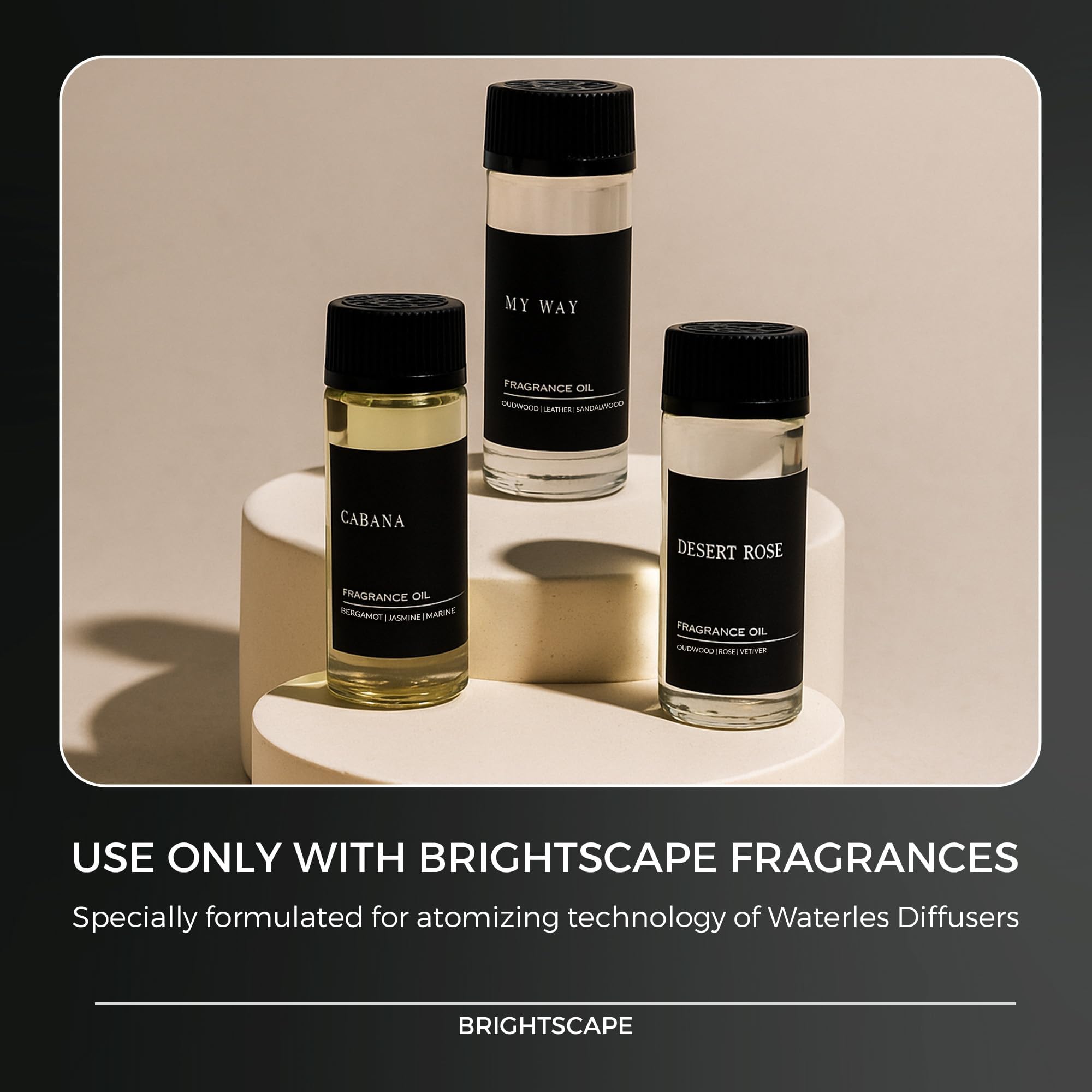 Brightscape Waterless Diffuser 300 sq ft coverage ideal for living spaces.