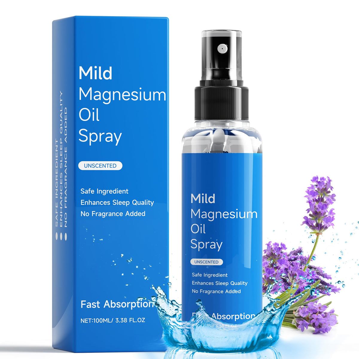 Brilhante Pure Magnesium Oil Spray bottle on stand for easy daily use.