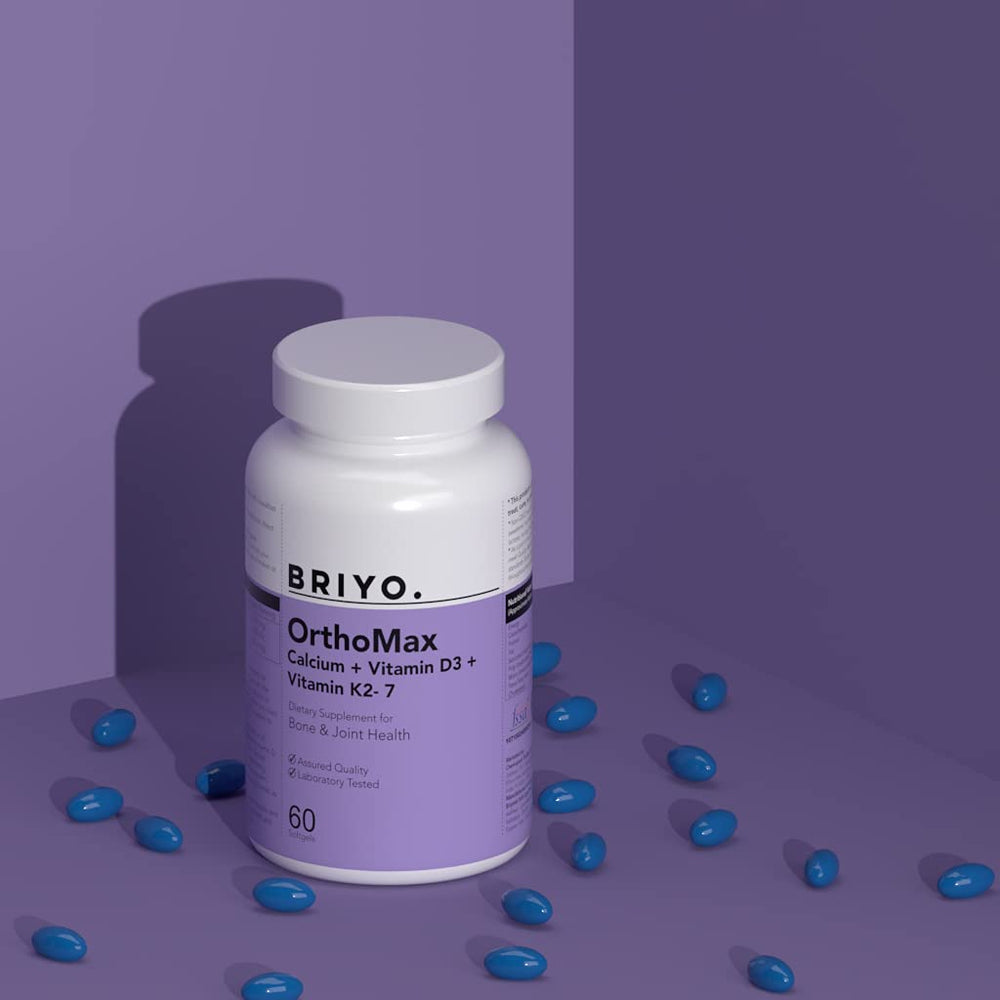 Briyosis Orthomax label detail reveals ingredient highlights and daily use guidance.