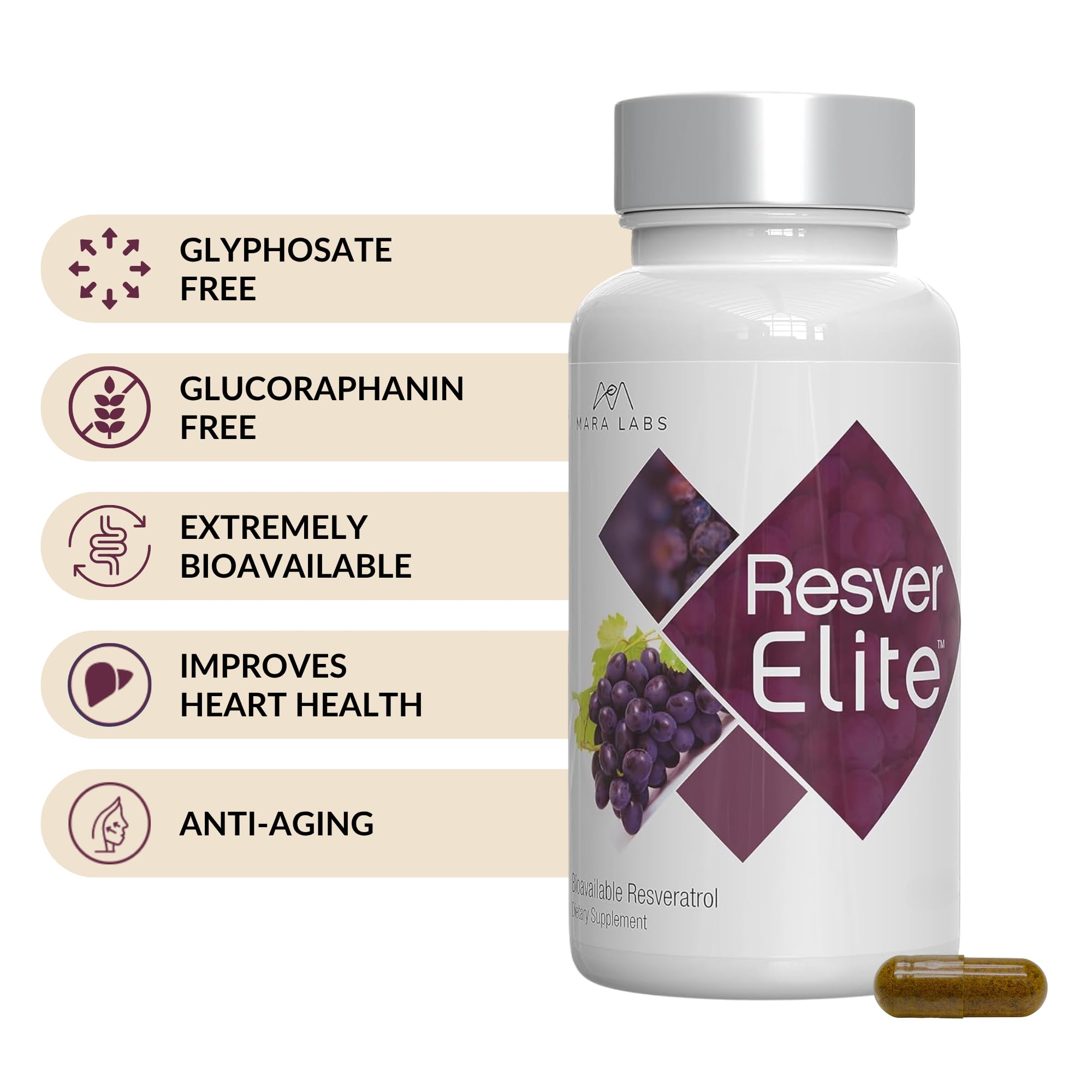 BrocElite ResverElite bottle label details emphasize vegan and non-GMO credentials.