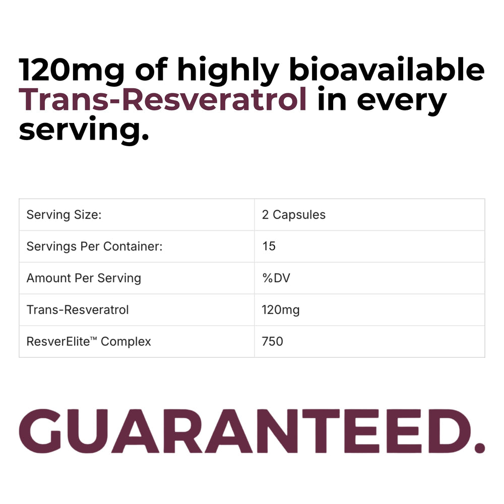 BrocElite ResverElite pill inside view highlighting natural trans-resveratrol content.