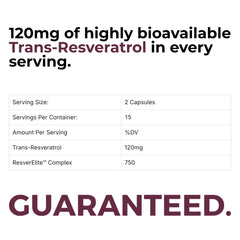 BrocElite ResverElite pill inside view highlighting natural trans-resveratrol content.