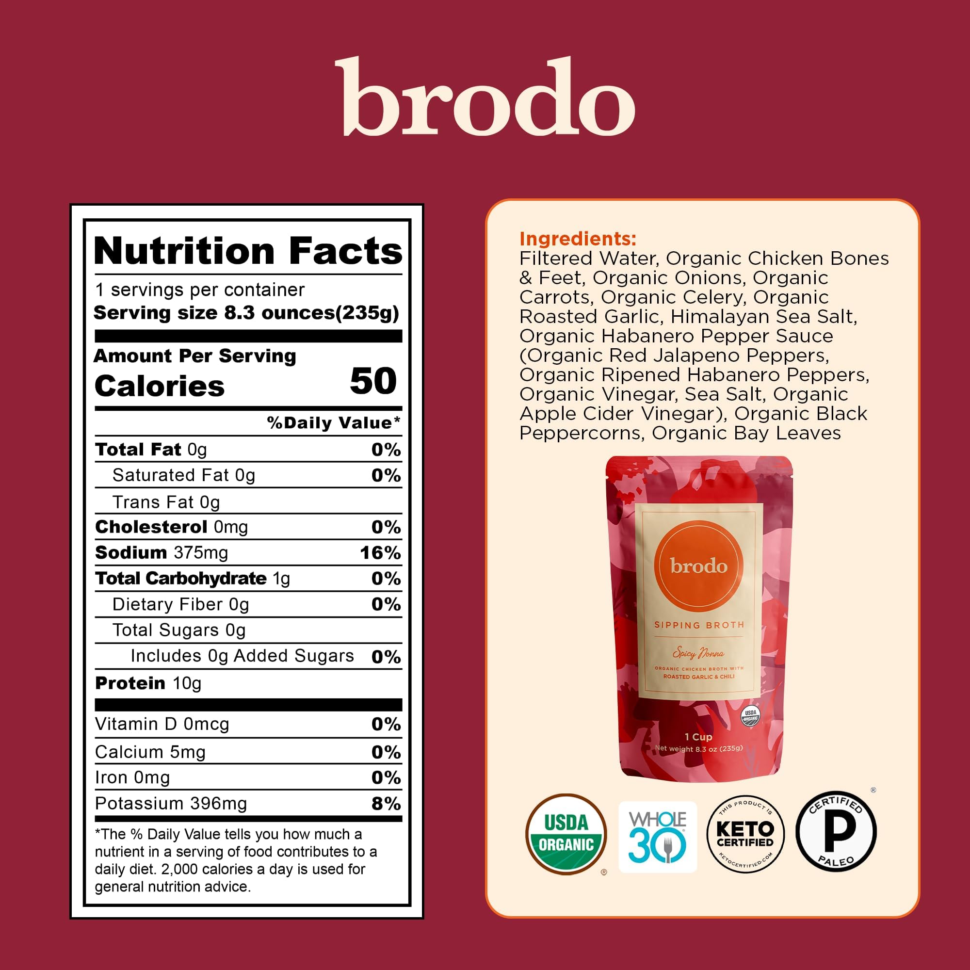 Brodo Hearth broth with savory depth for stews and gravies.
