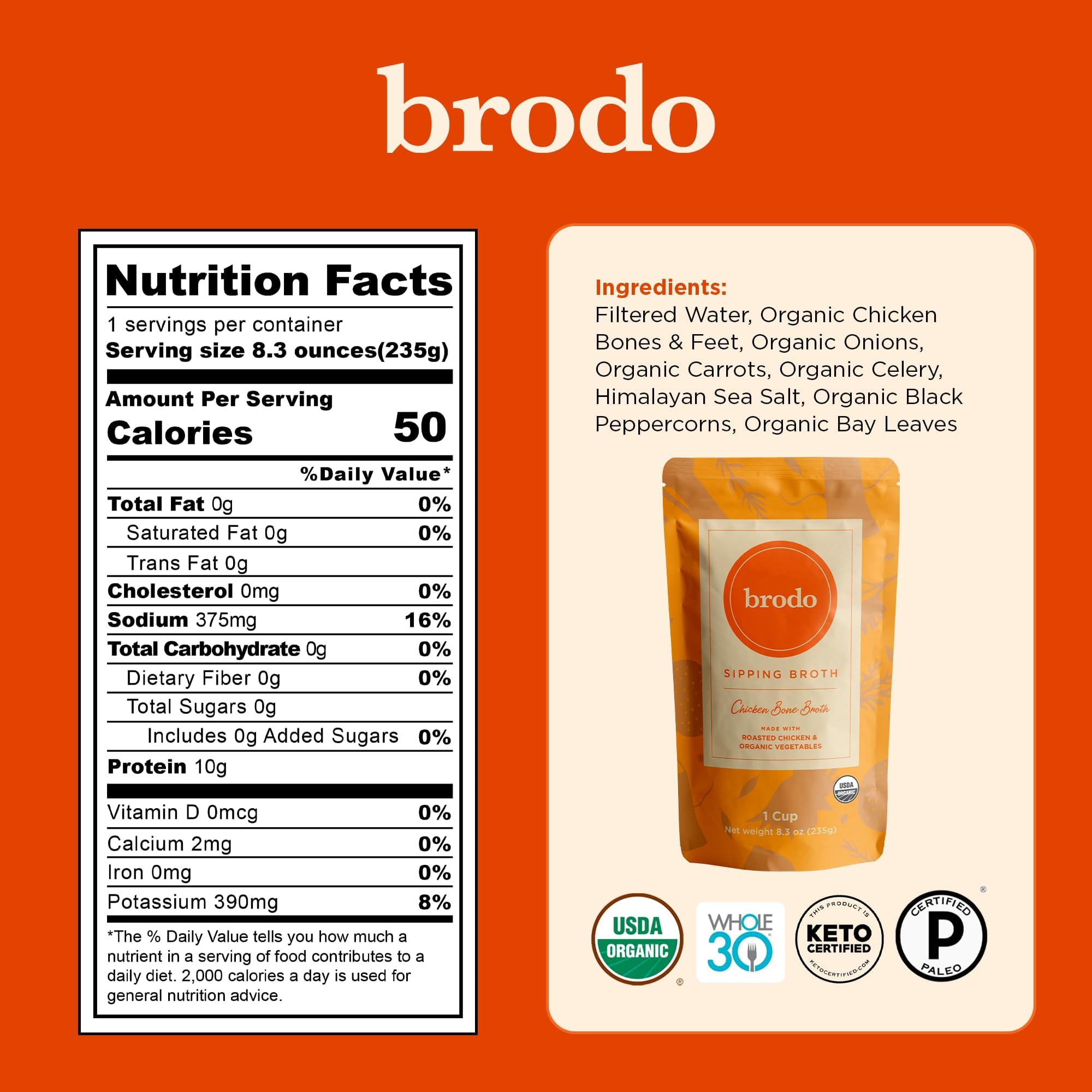 Brodo Organic Collagen broth highlighting pure ingredients for daily cooking.