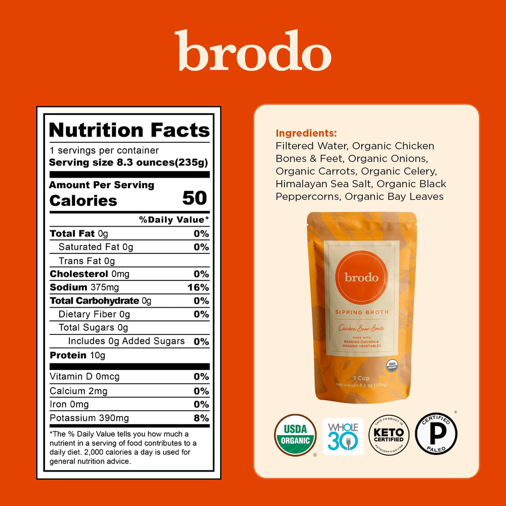 Brodo Organic Collagen broth highlighting pure ingredients for daily cooking.