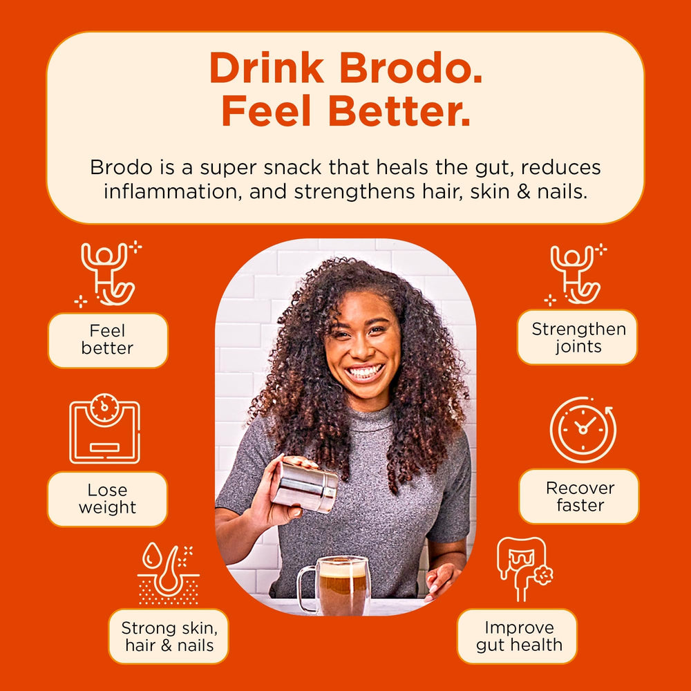 Brodo organic not-from-concentrate bone broth pouch, gluten-free and preservative-free.