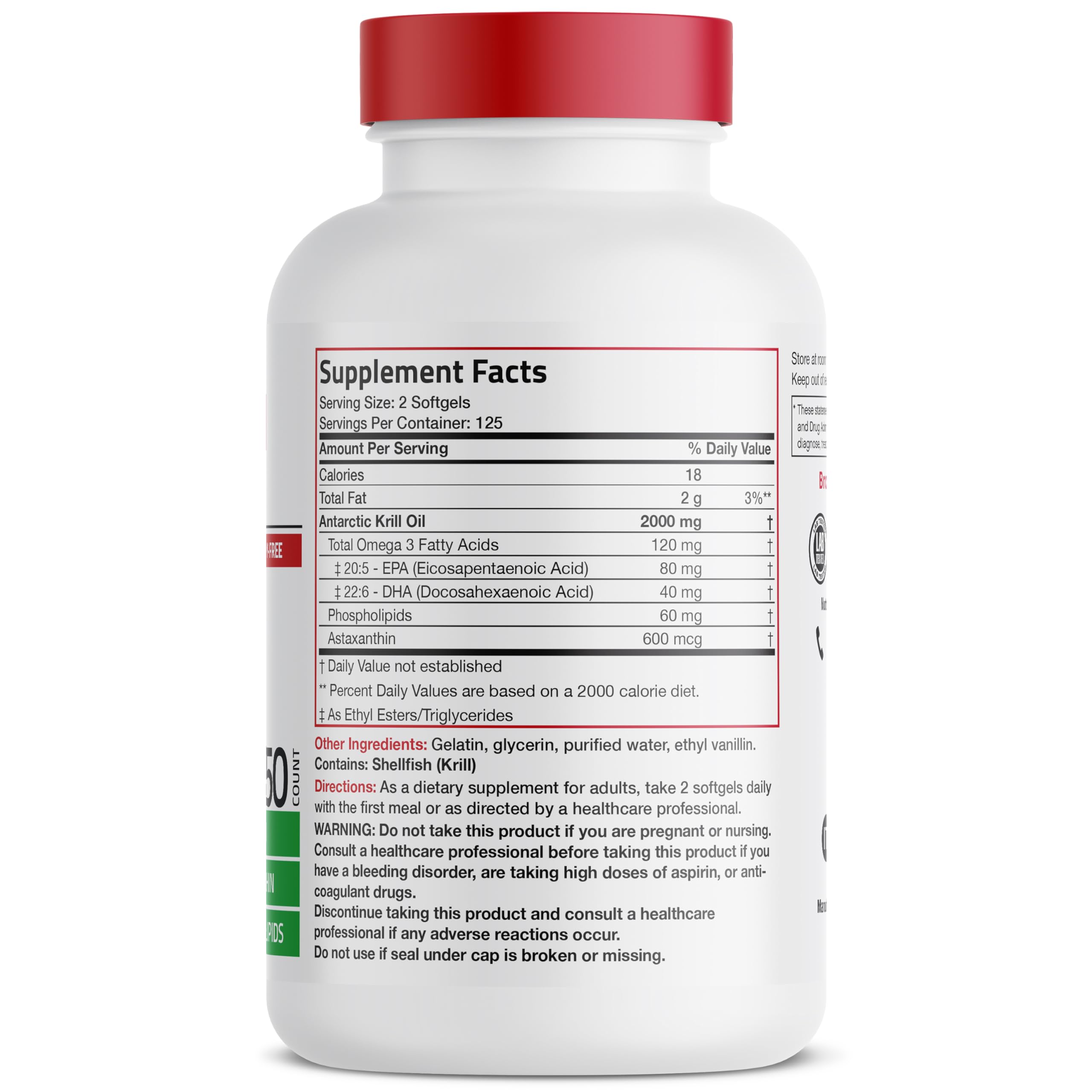 Bronson Antarctic Krill Oil omega-3 EPA/DHA graphic highlighting benefits