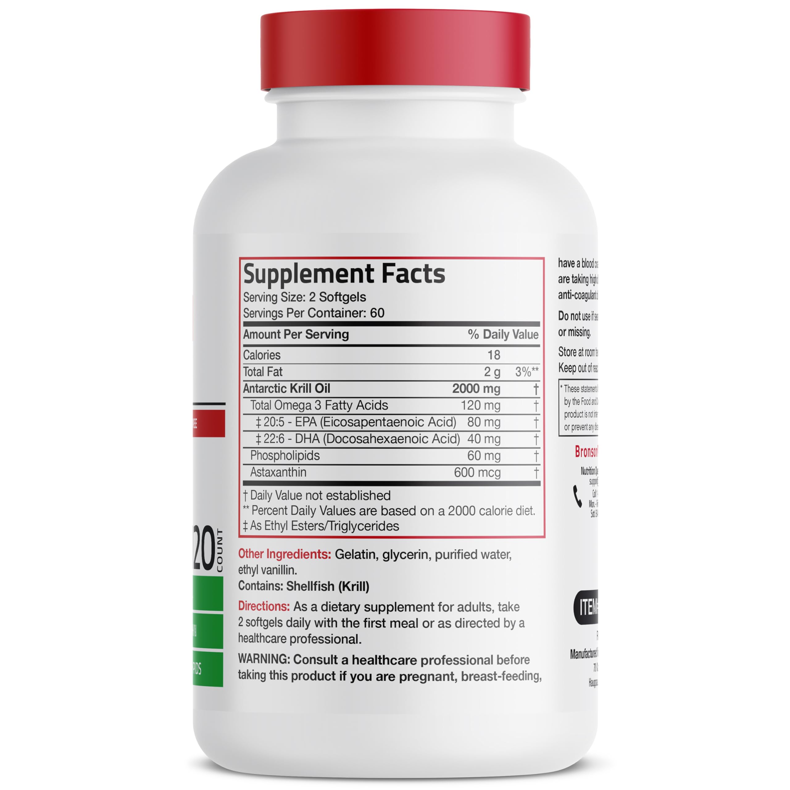 Bronson Antarctic Krill Oil softgels close-up for easy daily omega-3 intake.
