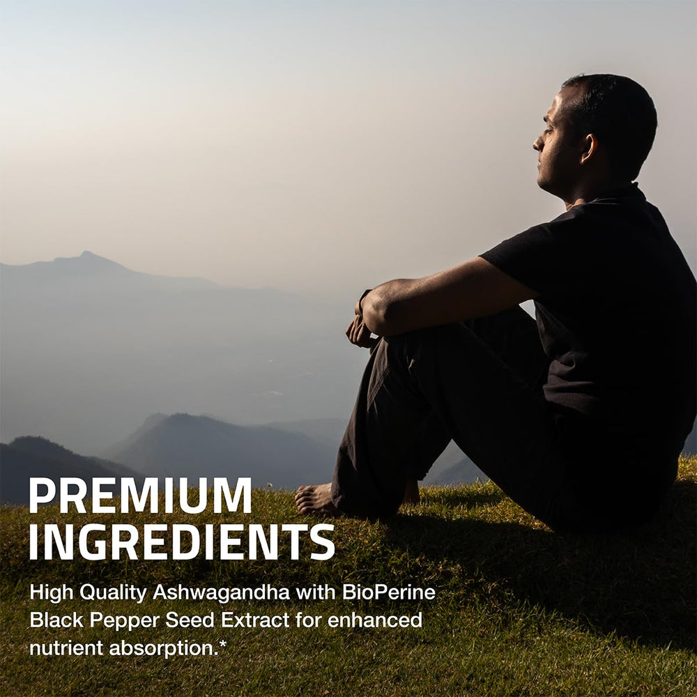 Bronson Ashwagandha bottle on desk for daily wellness routine