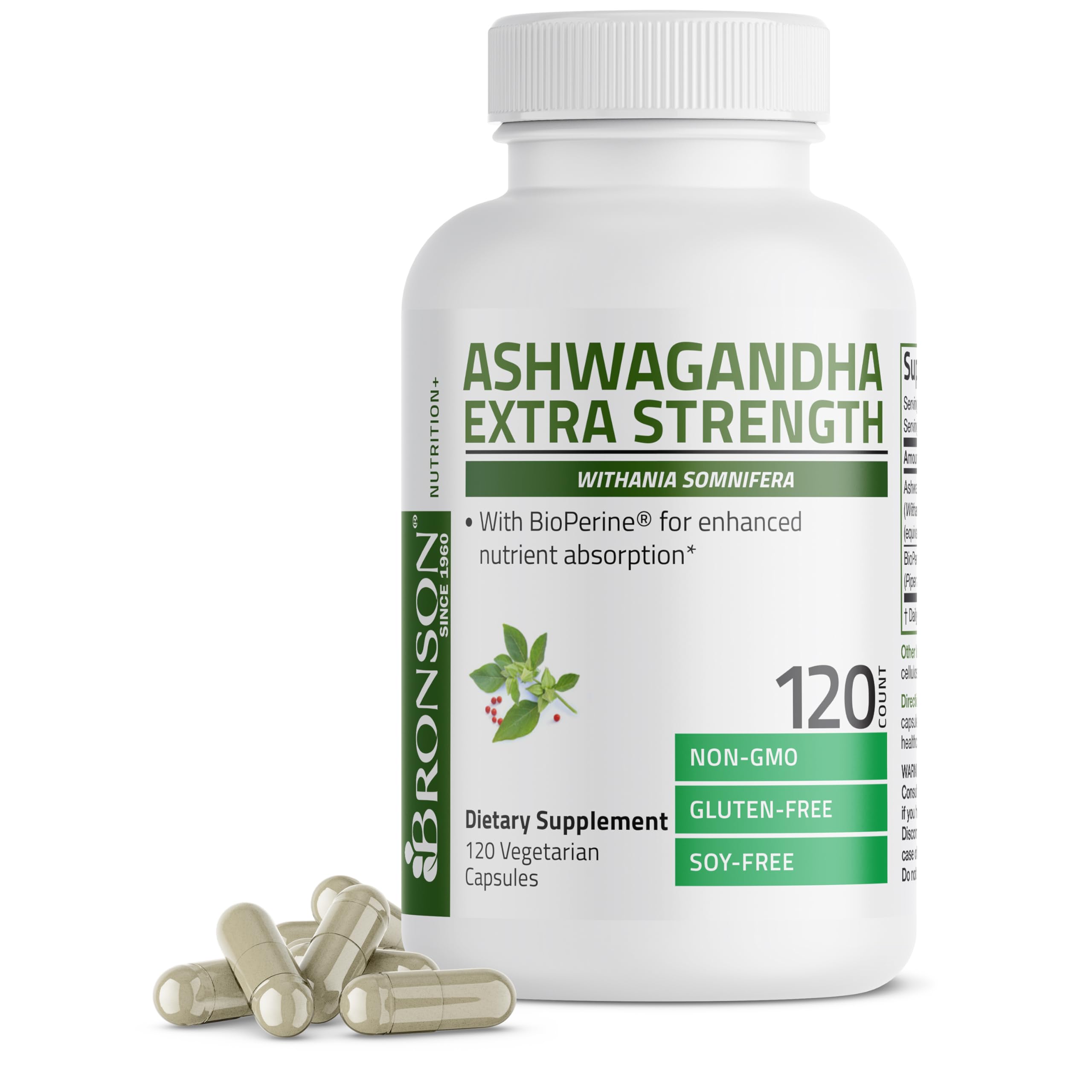 Bronson Ashwagandha extra strength bottle front for stress support