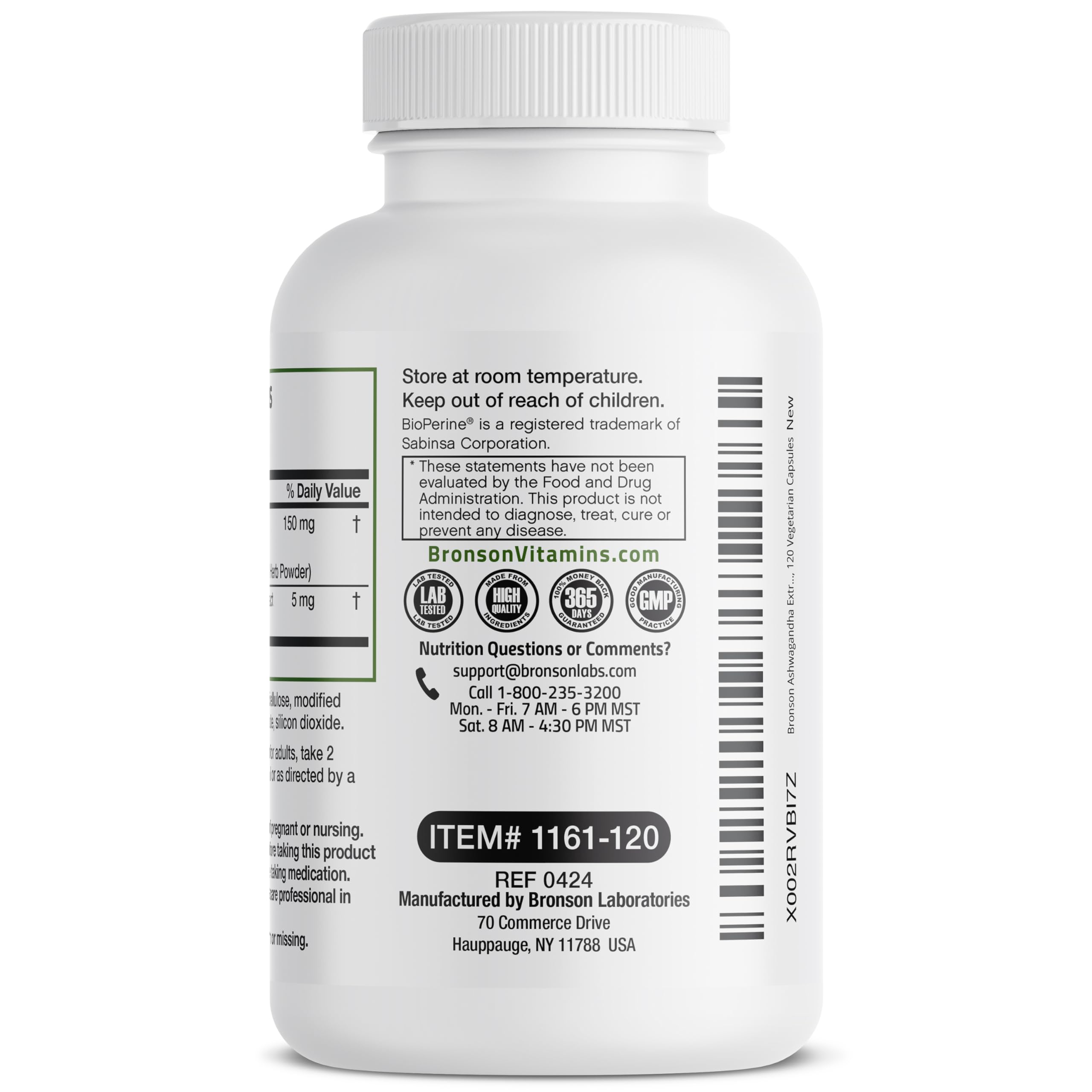 Bronson Ashwagandha vegetarian capsules pack-shot for plant-based wellness