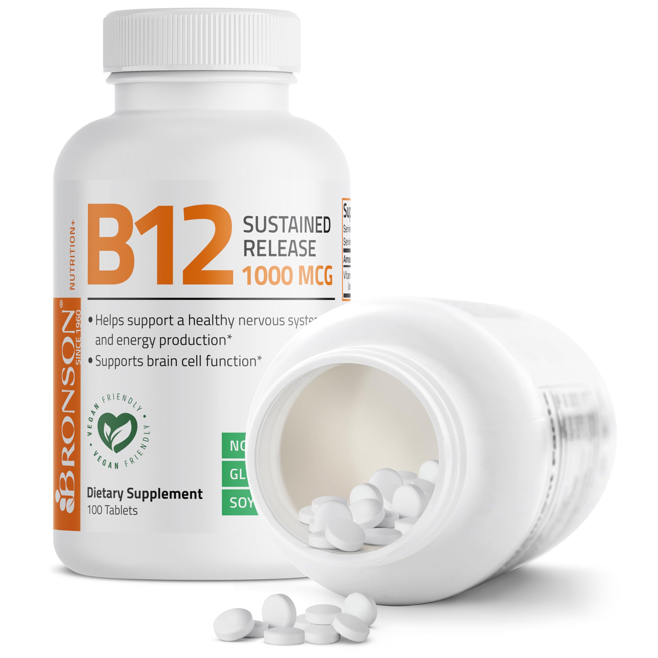 Bronson B12 1000 mcg label graphic emphasizes potency.