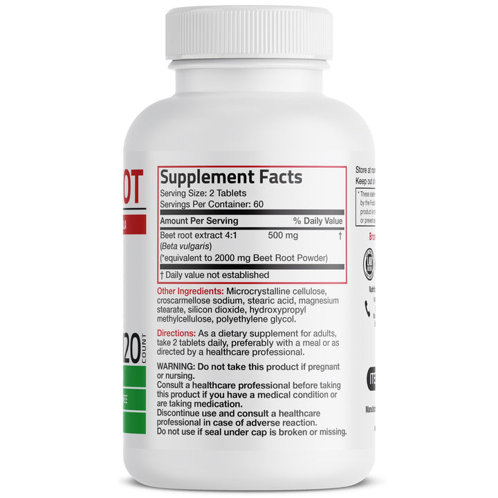 Bronson Beet Root tablets close-up highlighting vegetarian formula.