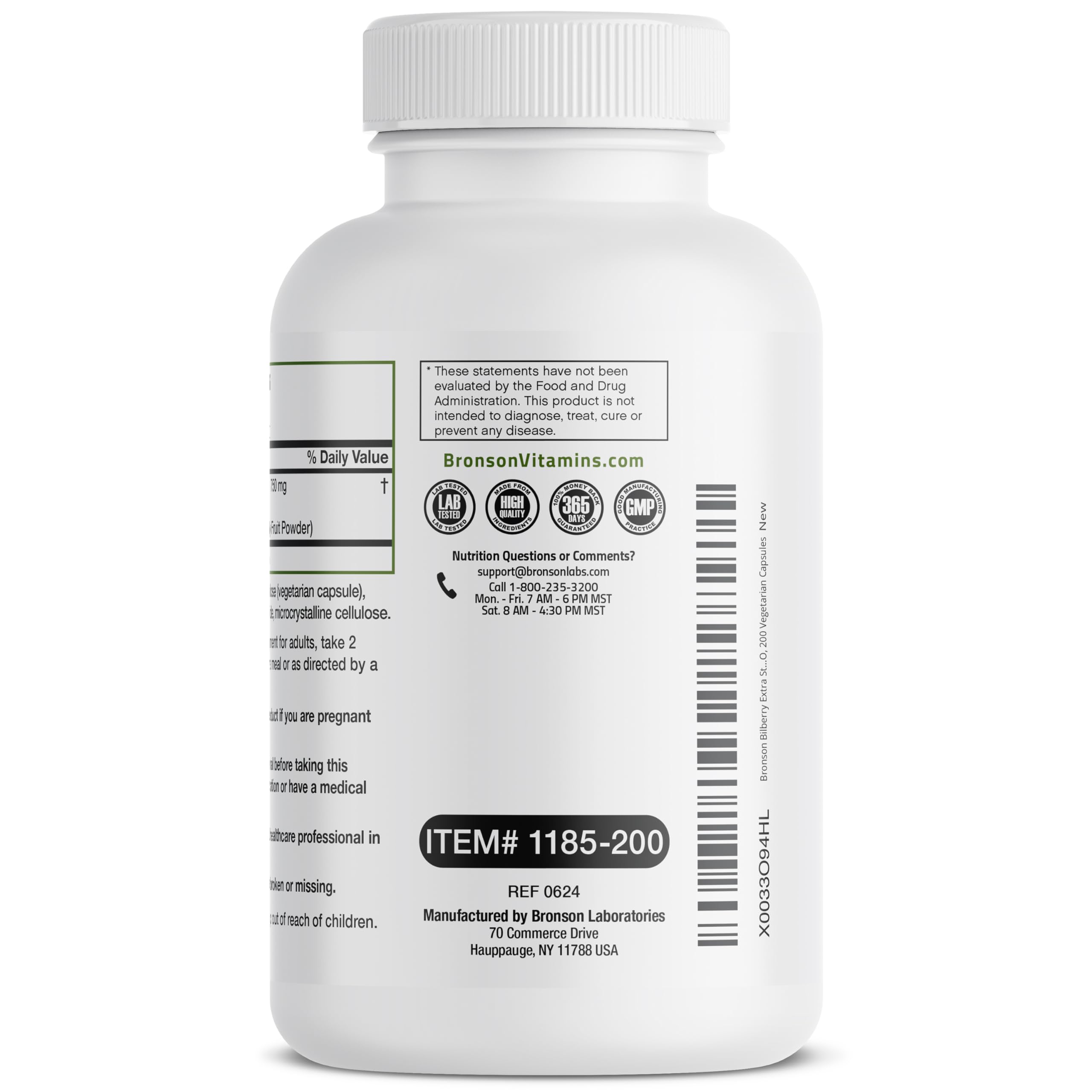 Bronson Bilberry Extra Strength capsules dispense for daily routine.