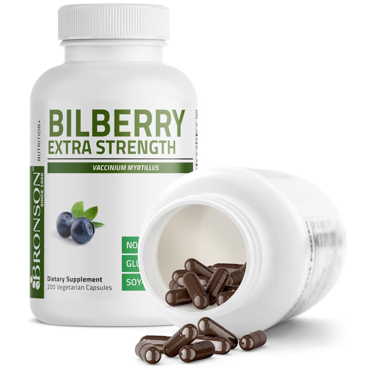 Bronson Bilberry Extra Strength jar shown for everyday eye support.