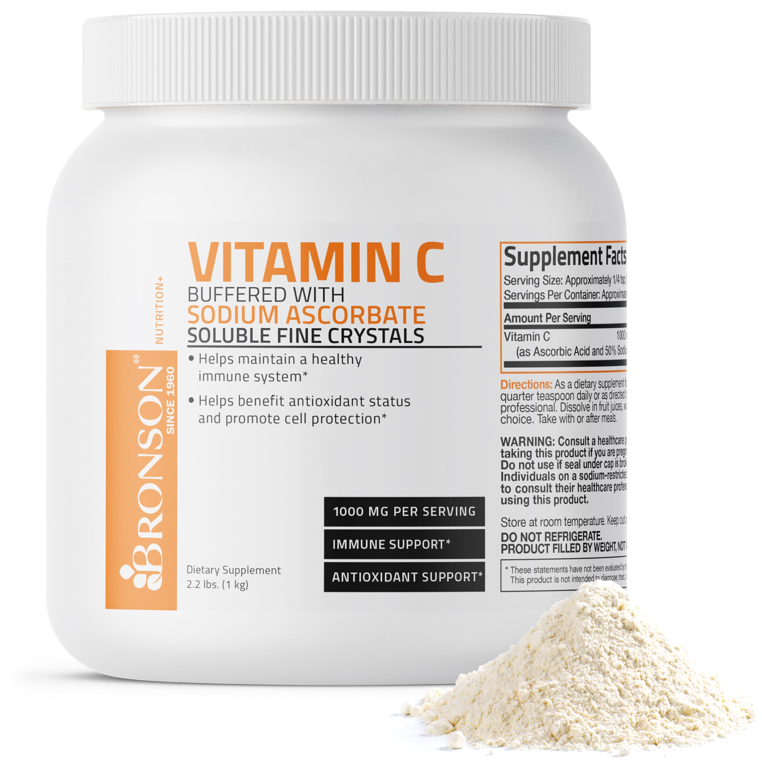 Bronson Buffered Vitamin C powder bottle for easy daily immune support.