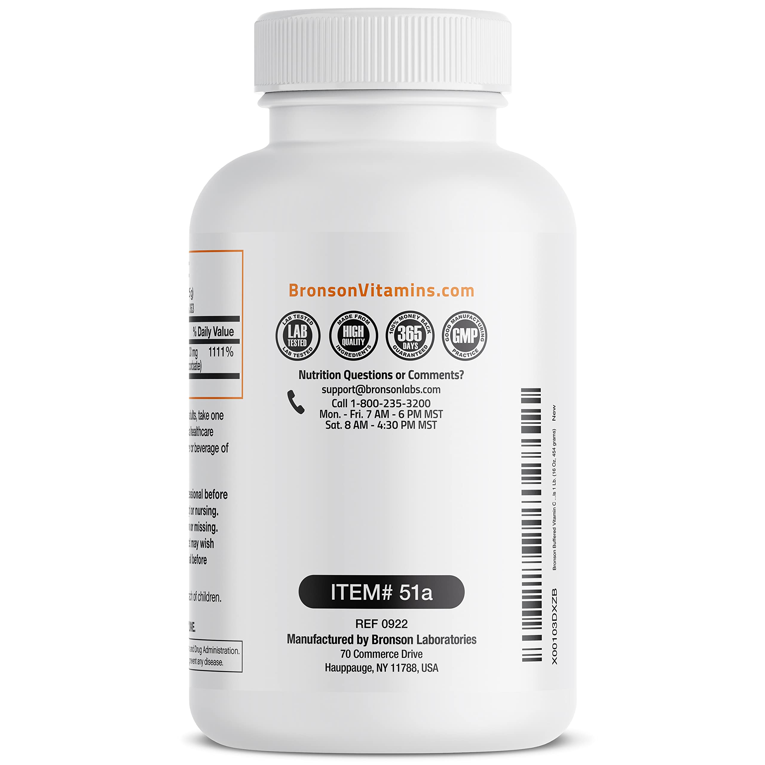 Bronson Buffered Vitamin C Powder dissolving in water demonstrating solubility