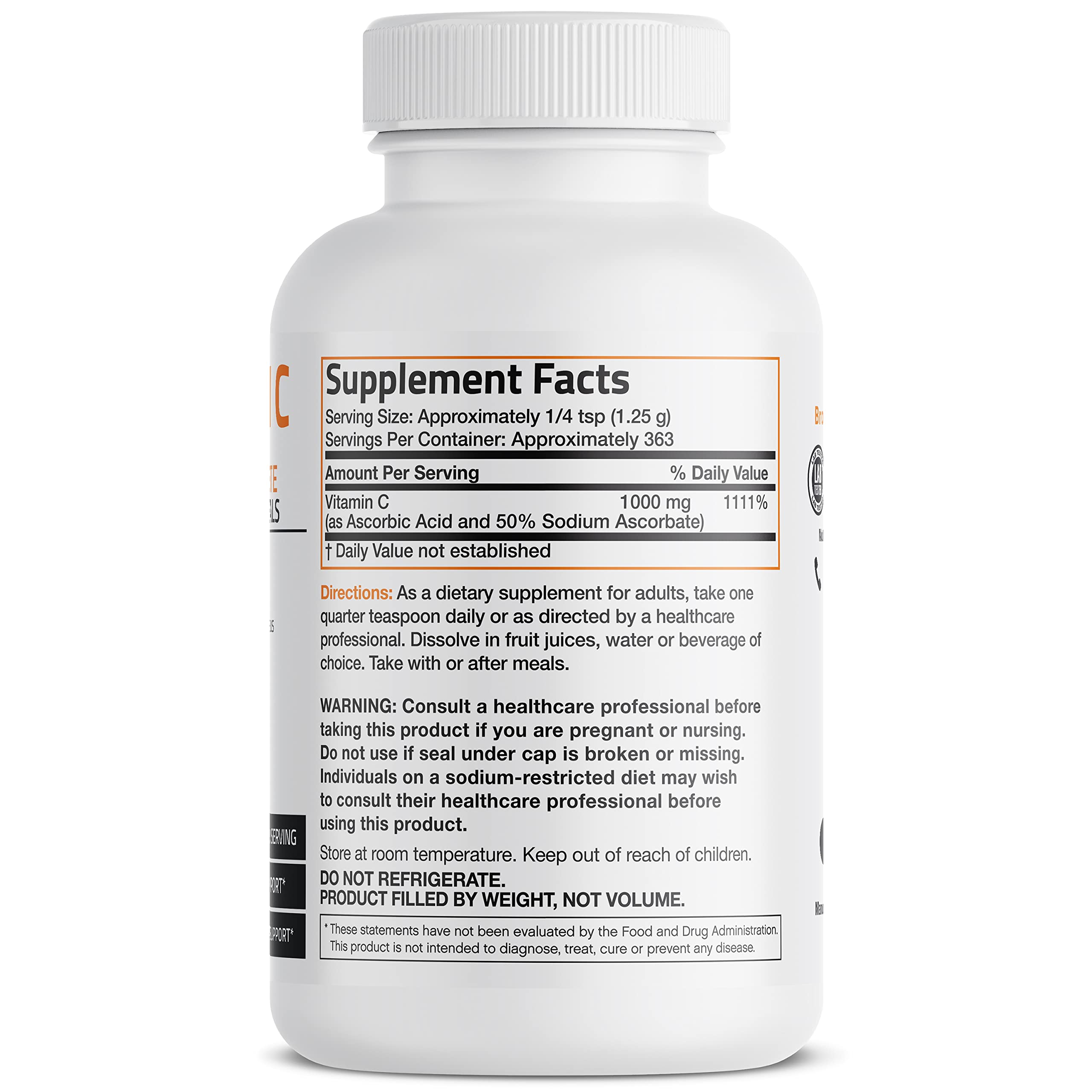 Bronson Buffered Vitamin C Powder scoop for precise serving and daily use