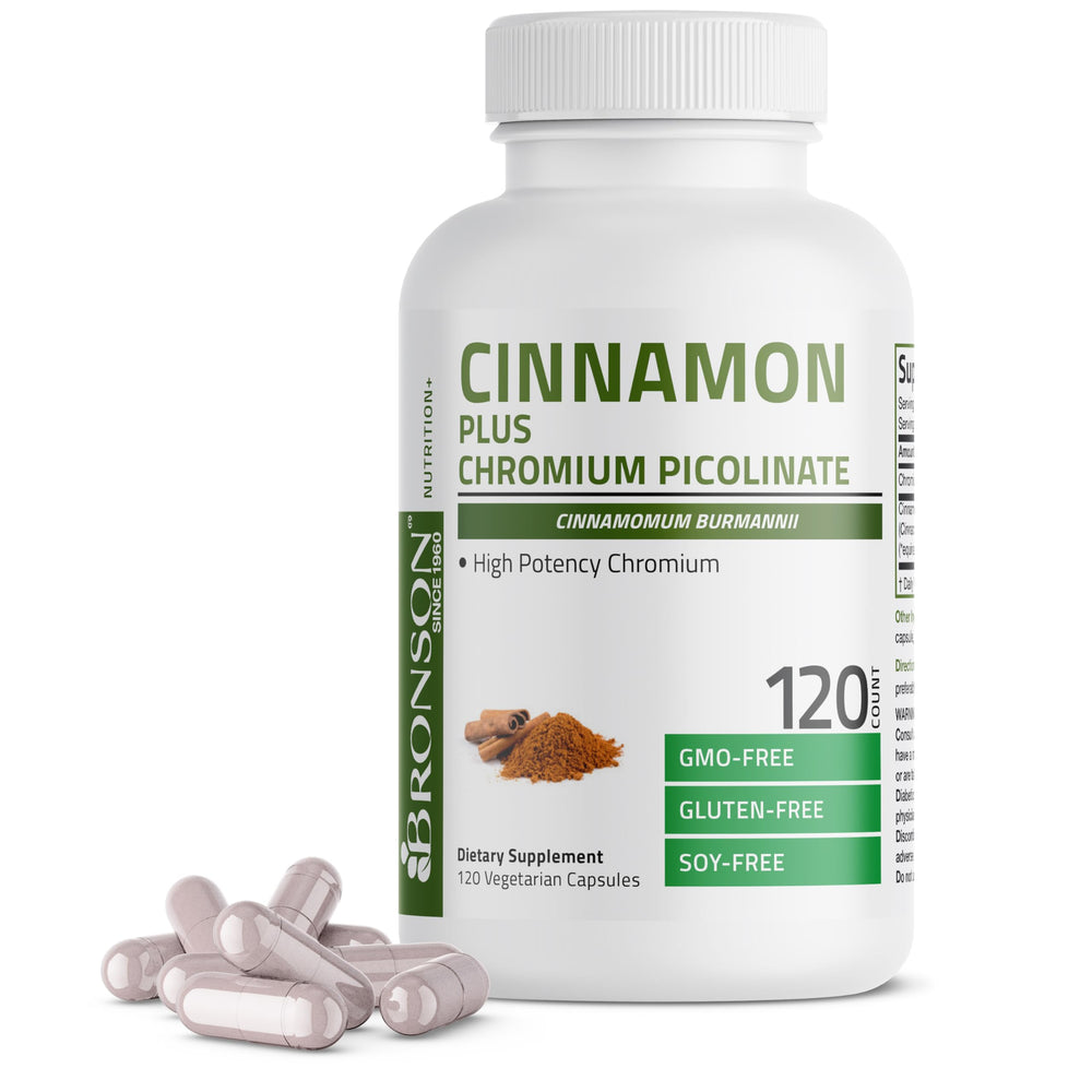 Bronson Cinnamon Plus Chromium bottle for daily wellness routine.