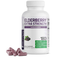 Bronson Elderberry Extra Strength bottle front for daily immune support.