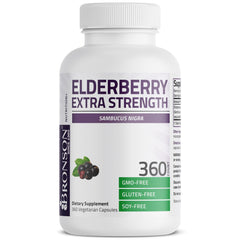 Bronson Elderberry packaging front shows Non-GMO and vegan-friendly formulation