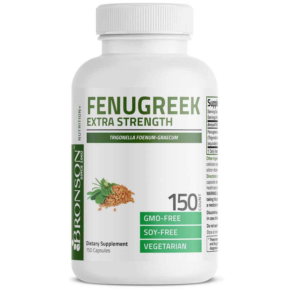 Bronson fenugreek seed powder capsules ingredient list suitable for vegan diets.