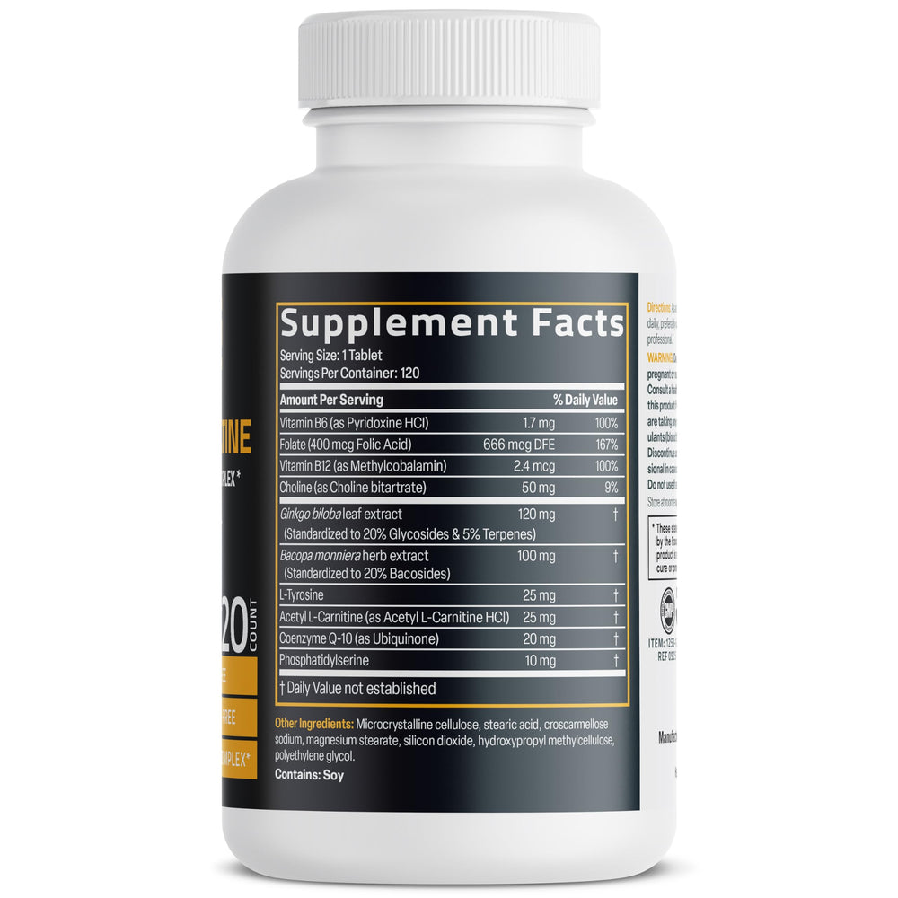 Bronson ginkgo bacopa capsules shown for memory support and focus.