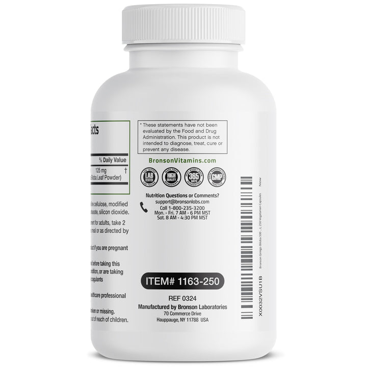 Bronson Ginkgo Biloba pouring capsules illustrates easy daily routine.