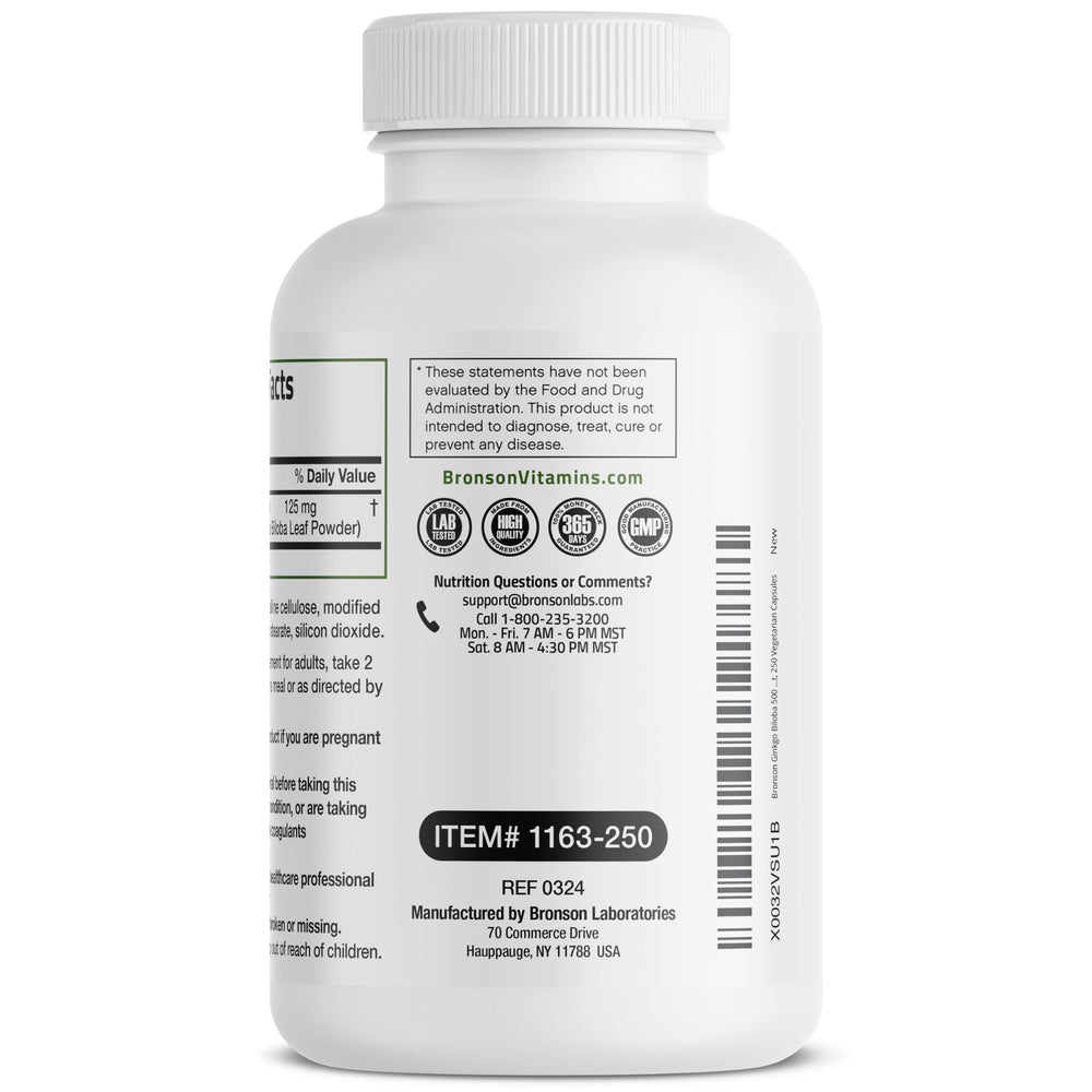 Bronson Ginkgo Biloba pouring capsules illustrates easy daily routine.