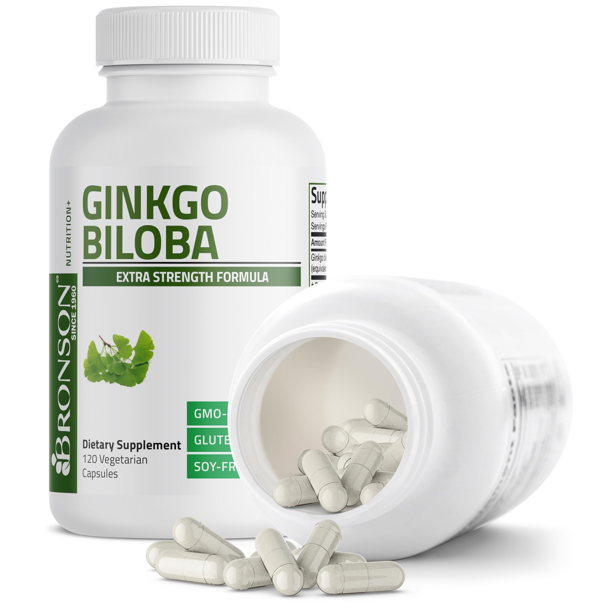 Bronson Ginkgo Biloba bottle with gluten-free icon.